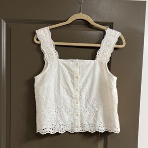 GAP Cream Eyelet Button-Front Tank Top